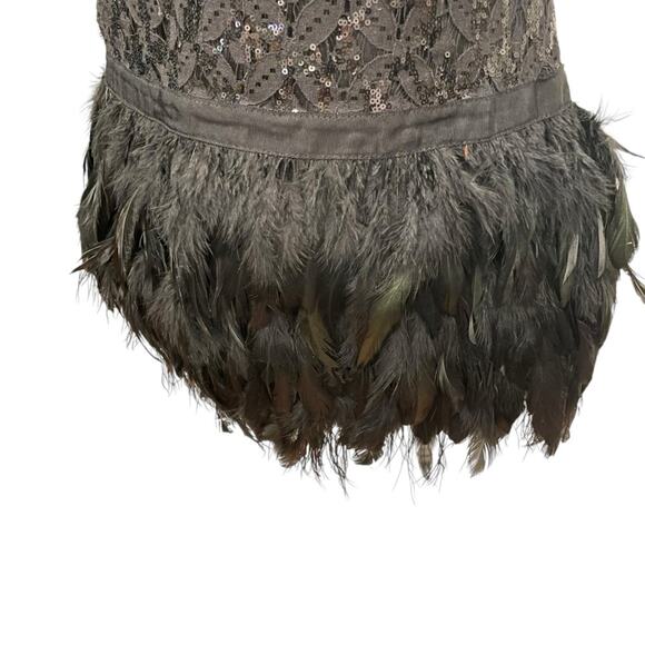 Black Whimsigoth Mini Dress size S Spooky Halloween Sequins Feathers Witch - Picture 3 of 14